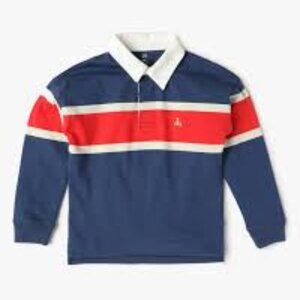 Gap Boys/Kids Navy Blue and Red Striped Long-sleeved Polo Shirt | 4T